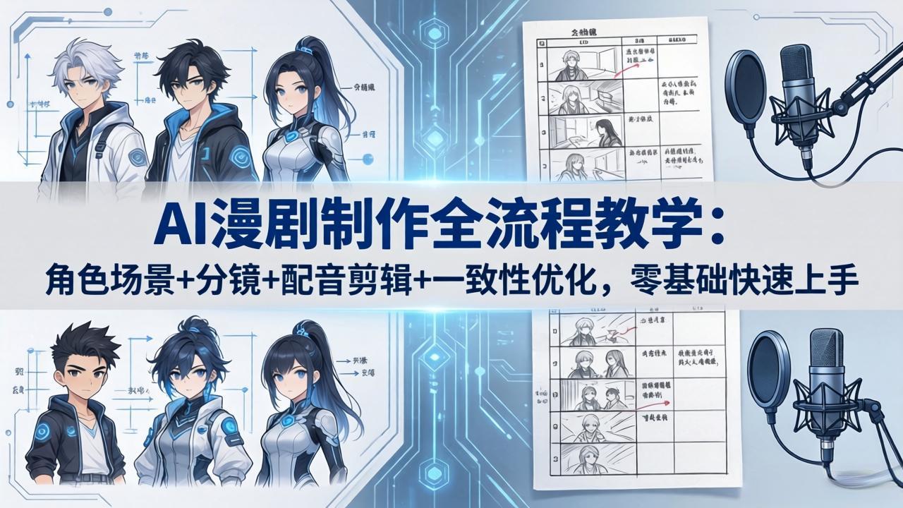 AI漫剧制作全流程教学：角色场景+分镜+配音剪辑+一致性优化，零基础快速上手-一鸣资源网