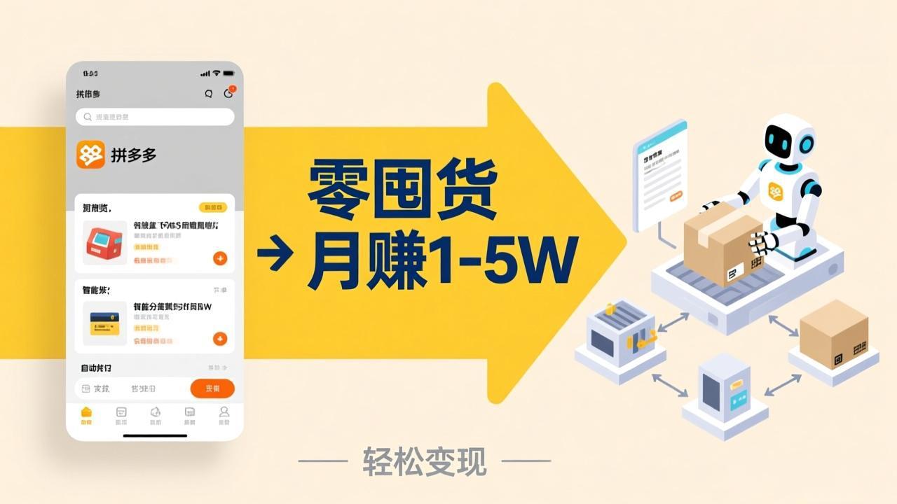 不用囤货不用跑单！拼多多虚拟玩法，机器人管理发货和客服，帮你月赚 1-5W-一鸣资源网