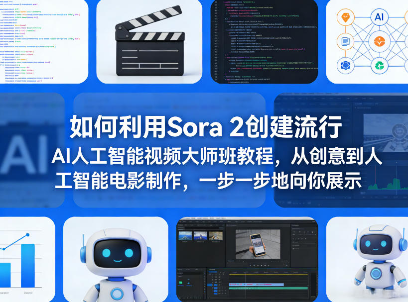 如何利用Sora 2创建流行AI人工智能视频大师班教程，从创意到人工智能电影制作，一步一步地向你展示-一鸣资源网