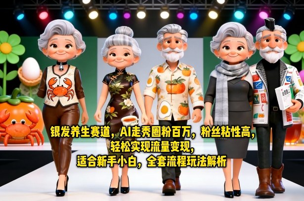 银发养生赛道，AI走秀圈粉百万，粉丝粘性高，轻松实现流量变现，适合新手小白，全套流程玩法解析-一鸣资源网