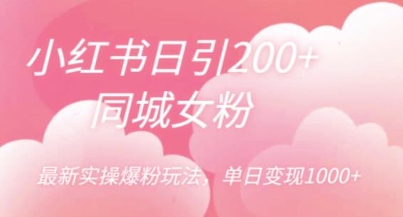 小红书日引200+同城女粉,最新实操爆粉玩法,单日变现1000+【揭秘】
