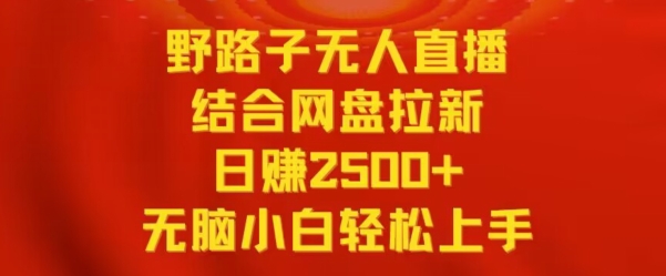 野路子无人直播结合网盘拉新，日赚2500+，小白无脑轻松上手【揭秘】-一鸣资源网