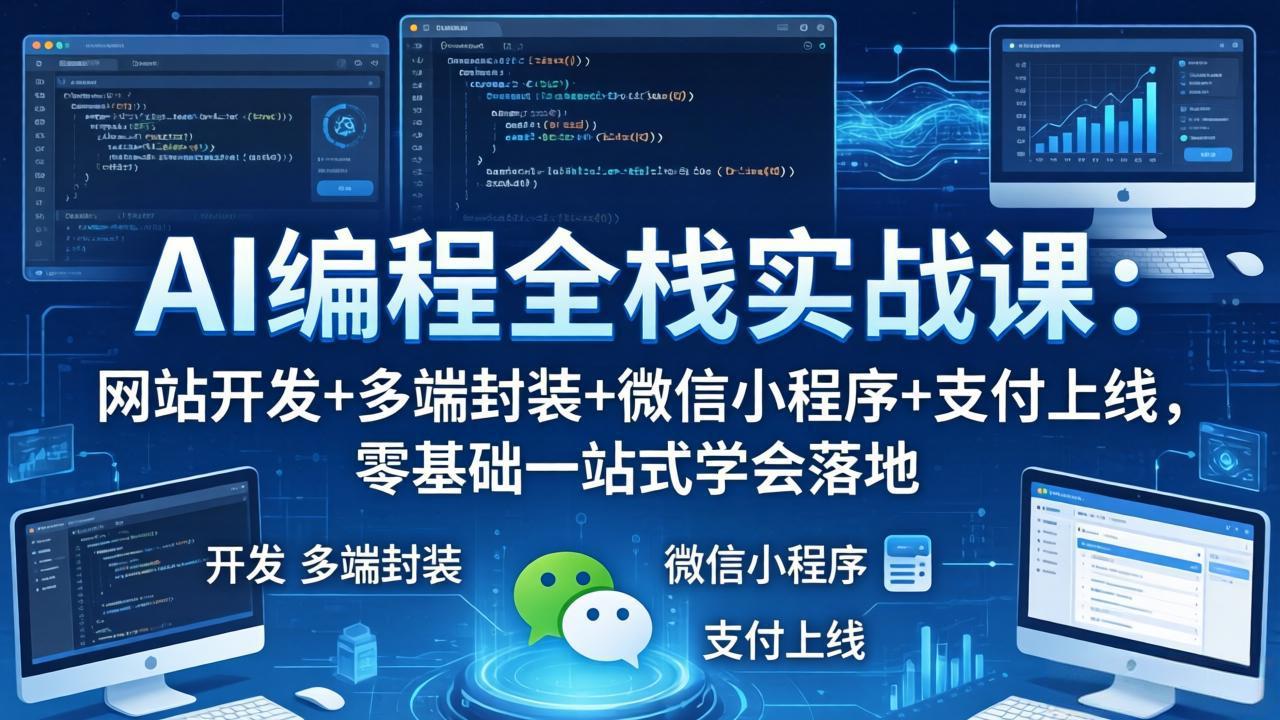 AI编程全栈实战课：网站开发+多端封装+微信小程序+支付上线，零基础一站式学会落地-一鸣资源网