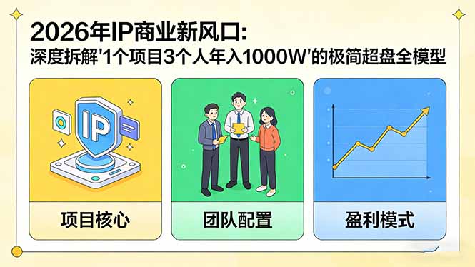 2026年IP商业新风口：深度拆解“1个项目3个人年入1000W”的极简超盘全模型-一鸣资源网