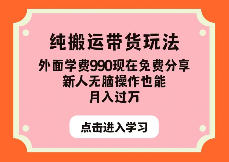 纯搬运带货玩法，外面学费990现在免费分享，新人无脑操作也能月入过万【揭秘】-一鸣资源网