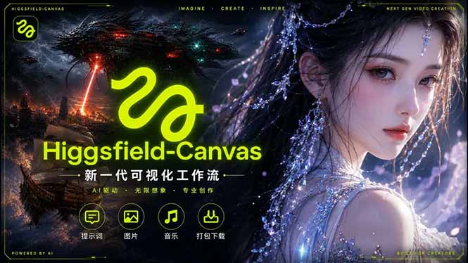 Higgsfield Canvas AI视频制作详解，节点式工作流搭建，重构新式视频创作完整教程-一鸣资源网
