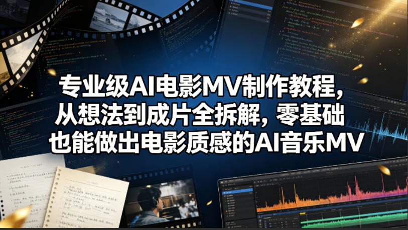 专业级AI电影MV制作教程，从想法到成片全拆解，零基础也能做出电影质感的AI音乐MV-一鸣资源网