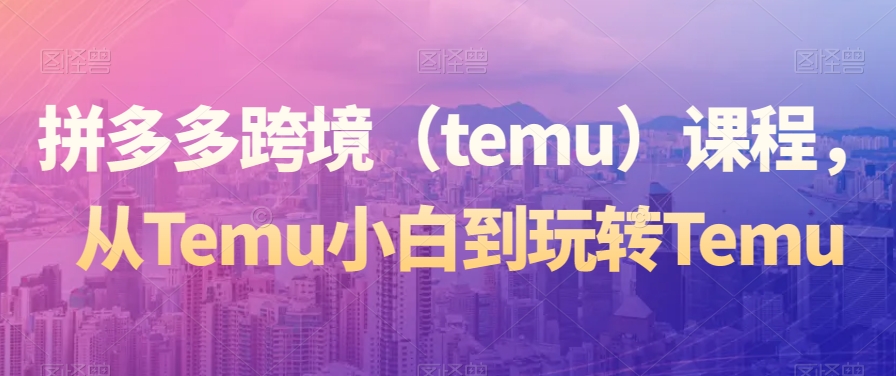 拼多多跨境(TEMU)课程,从TEMU小白到玩转TEMU 拼多多跨境(TEMU)课程,从TEMU小白到玩转TEMU