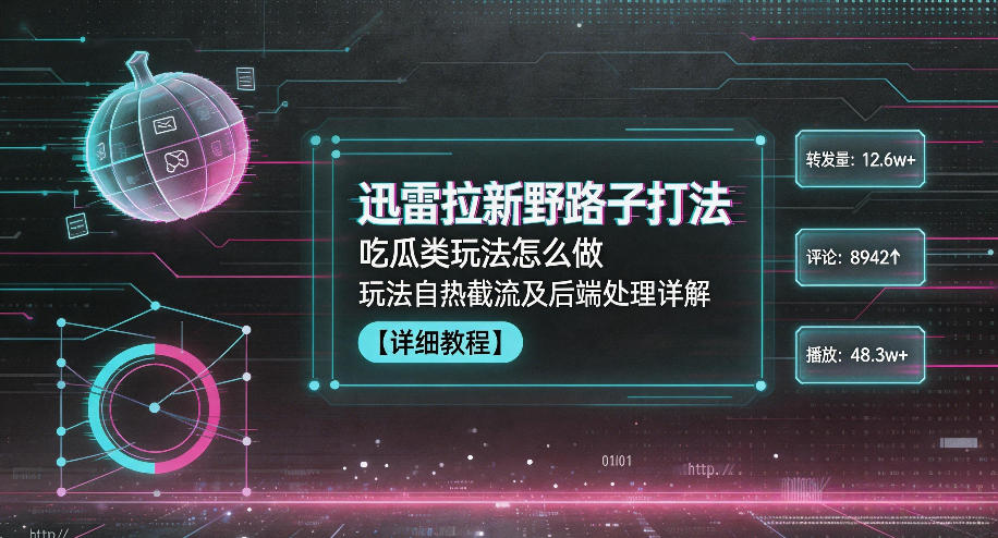 迅雷拉新野路子打法，吃瓜类玩法怎么做，玩法自热截流及后端处理详解-一鸣资源网
