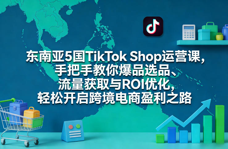 东南亚5国TikTok Shop运营课，手把手教你爆品选品、流量获取与ROI优化，轻松开启跨境电商盈利之路-一鸣资源网