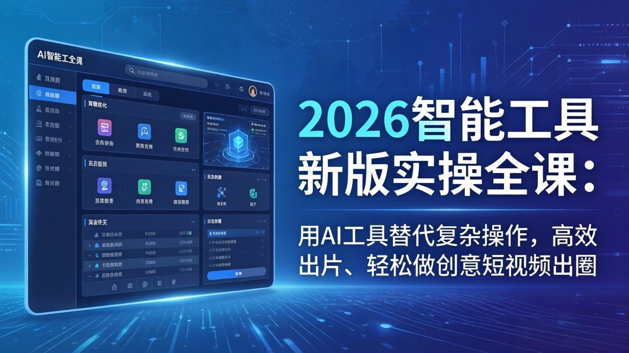 2026智能工具新版实操全课：用AI工具替代复杂操作，高效出片、轻松做创意短视频出圈-一鸣资源网