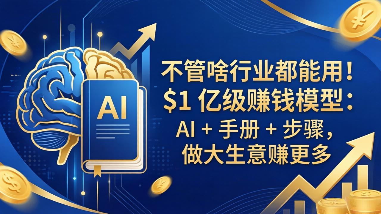 不管啥行业都能用！$1 亿级赚钱模型：AI + 手册 + 步骤，做大生意赚更多-一鸣资源网