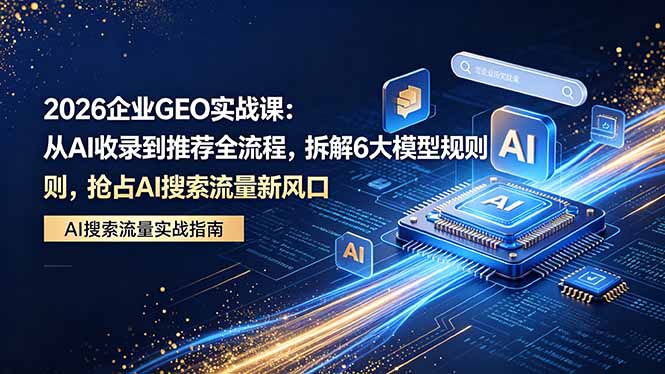 2026 企业GEO实战课：从AI收录到推荐全流程，拆解6大模型规则，抢占 AI 搜索流量新风口-一鸣资源网