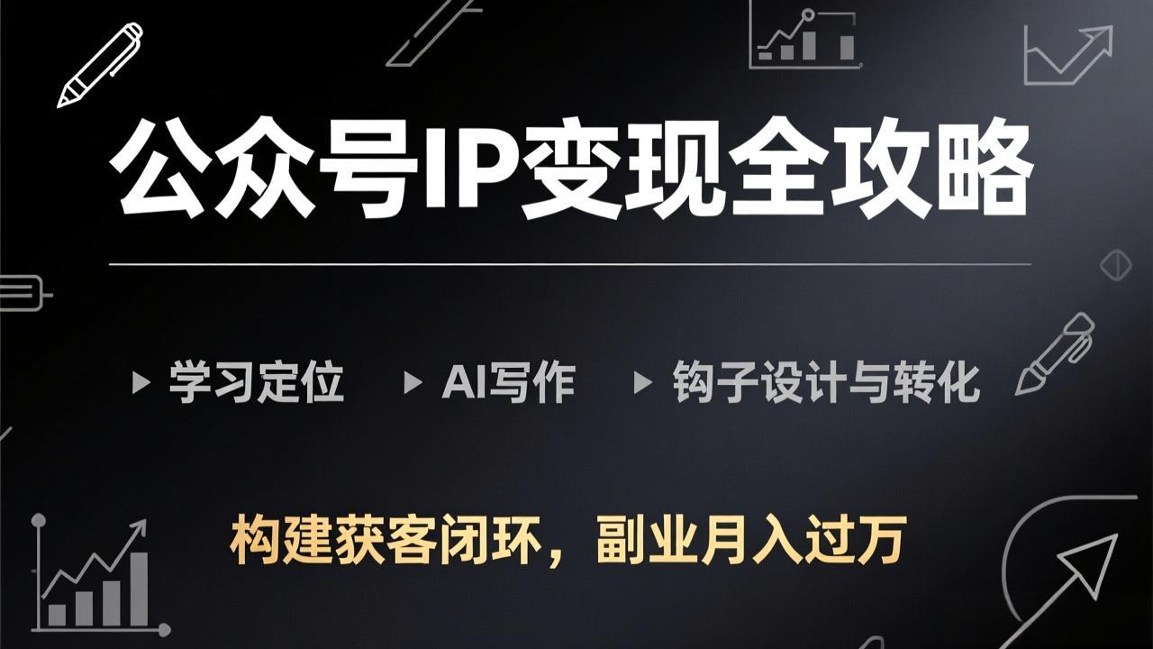 公众号IP变现全攻略-更新，学习定位、AI写作、钩子设计与转化，构建获客闭环，副业月入过万-一鸣资源网