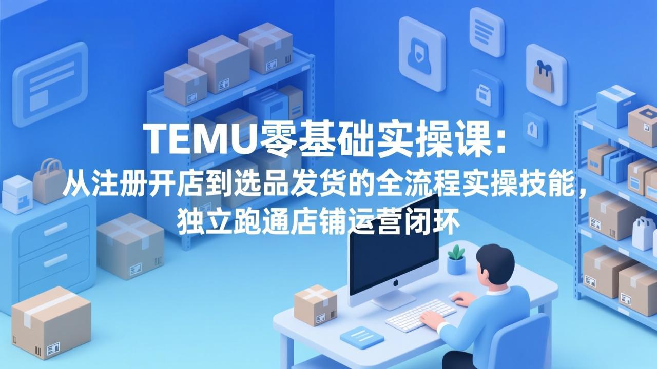TEMU零基础实操课：从注册开店到选品发货的全流程实操技能，独立跑通店铺运营闭环-一鸣资源网