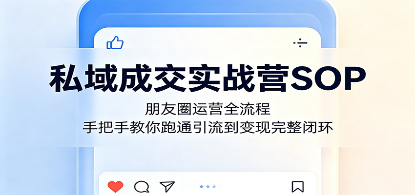私域成交实战营SOP：朋友圈运营全流程，手把手教你跑通引流到变现完整闭环-一鸣资源网