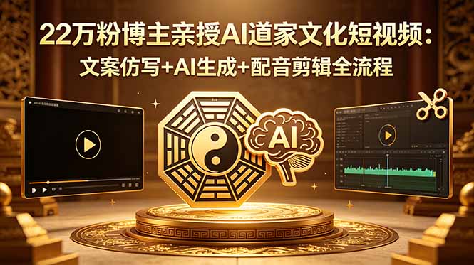 22万粉博主亲授AI道家文化短视频：文案仿写+AI生成+配音剪辑全流程-一鸣资源网