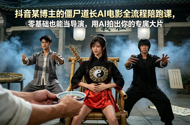抖音某博主的僵尸道长AI电影全流程陪跑课，零基础也能当导演，用AI拍出你的专属大片-一鸣资源网