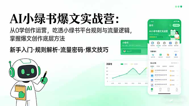 AI 小绿书爆文实战营：从0学创作运营，吃透小绿书平台规则与流量逻辑，掌握爆文创作底层方法-一鸣资源网