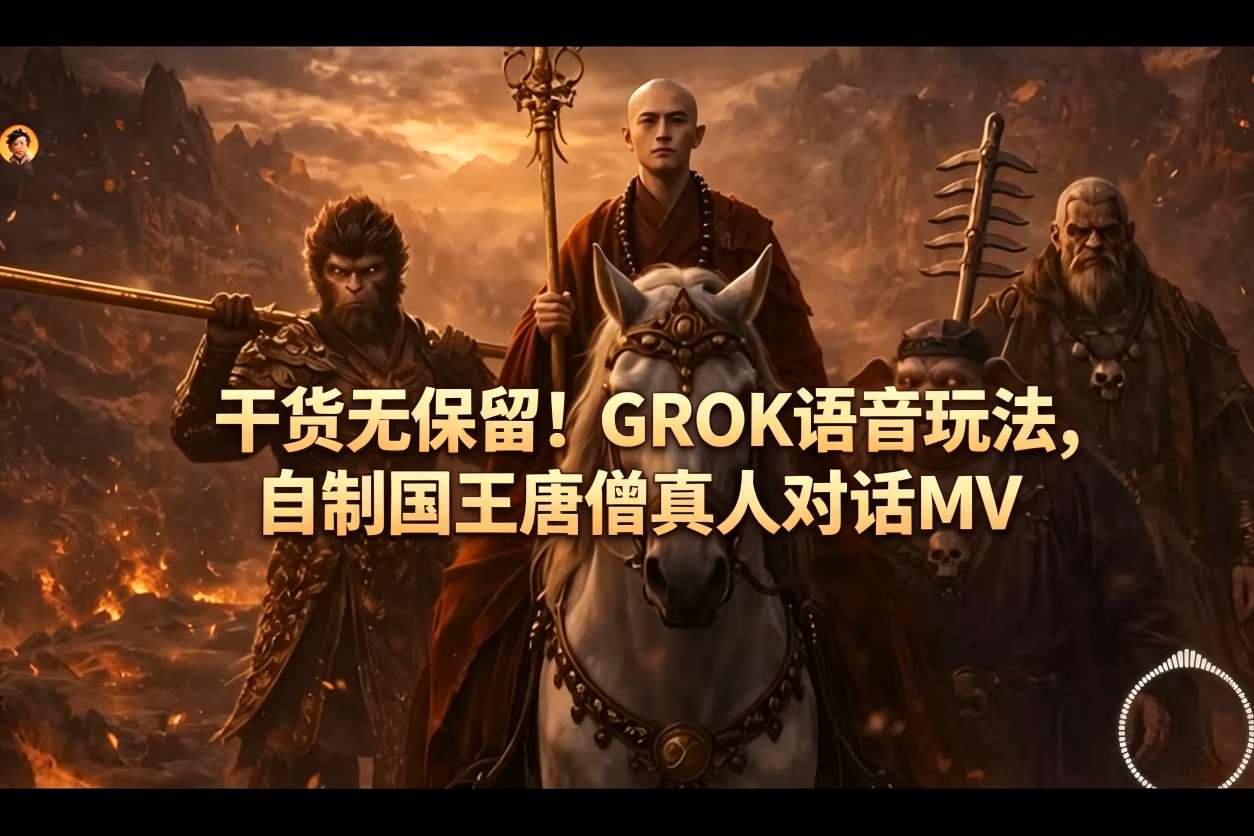 干货无保留！GROK语音玩法，自制国王唐僧真人对话MV-一鸣资源网