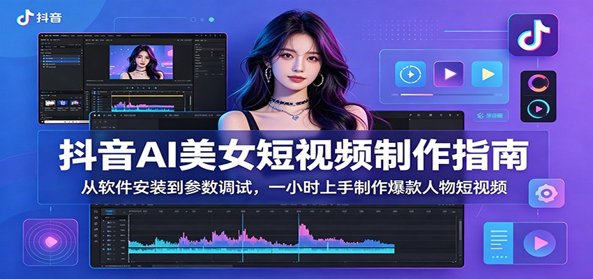 抖音AI美女短视频制作指南：从软件安装到参数调试，一小时上手制作爆款人物短视频-一鸣资源网