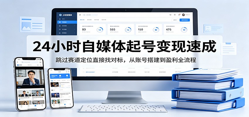 24小时自媒体起号变现速成，跳过赛道定位直接找对标，从账号搭建到盈利全流程-一鸣资源网