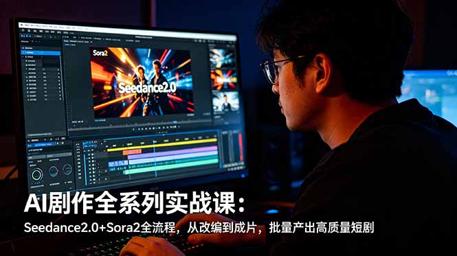 AI剧作全系列实战课：Seedance2.0+Sora2全流程，从改编到成片，批量产出高质量短剧-一鸣资源网
