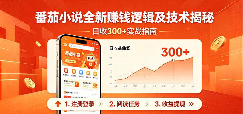 番茄小说全新赚钱逻辑及技术日收300+，小白新书皆可做！无脑赚就行了！-一鸣资源网