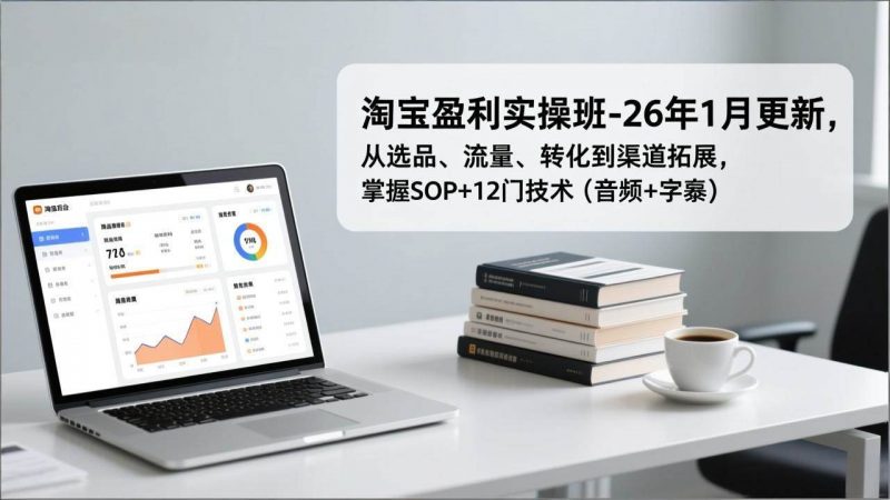 淘宝盈利实操班-26年1月更新，从选品、流量、转化到渠道拓展，掌握SOP+12门技术（音频+字幕）-一鸣资源网