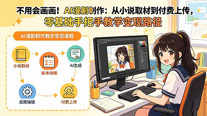 不用会画画！AI漫剧制作：从小说取材到付费上传，零基础手把手教学变现路径-一鸣资源网