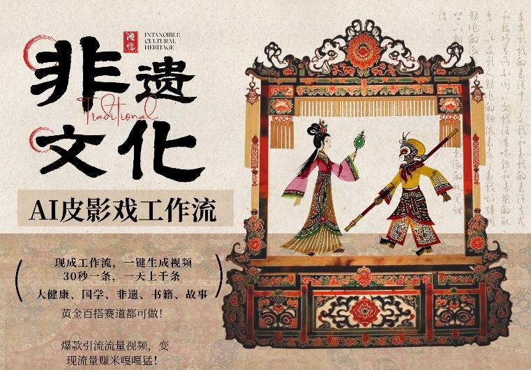 AI一键生成民俗文化非遗皮影戏视频，一刀不剪无需剪辑，30S一条，一天上百条，流量财富嘎嘎猛-一鸣资源网