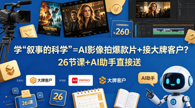 学《叙事的科学》=AI影像拍爆款片+接大牌客户？26节课+AI助手直接送【原创双语字幕】-一鸣资源网