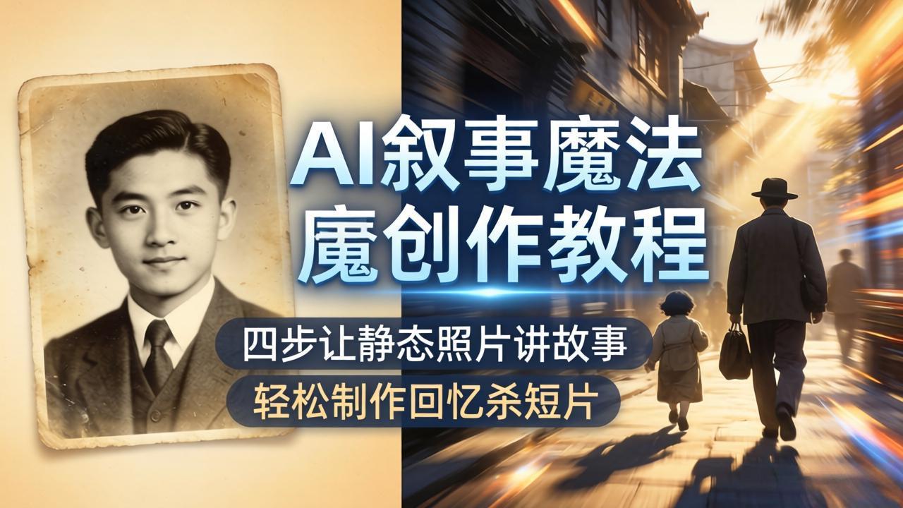 AI叙事魔法创作教程，四步让静态照片讲故事，老照片修复加动态特效，轻松制作回忆杀短片-一鸣资源网