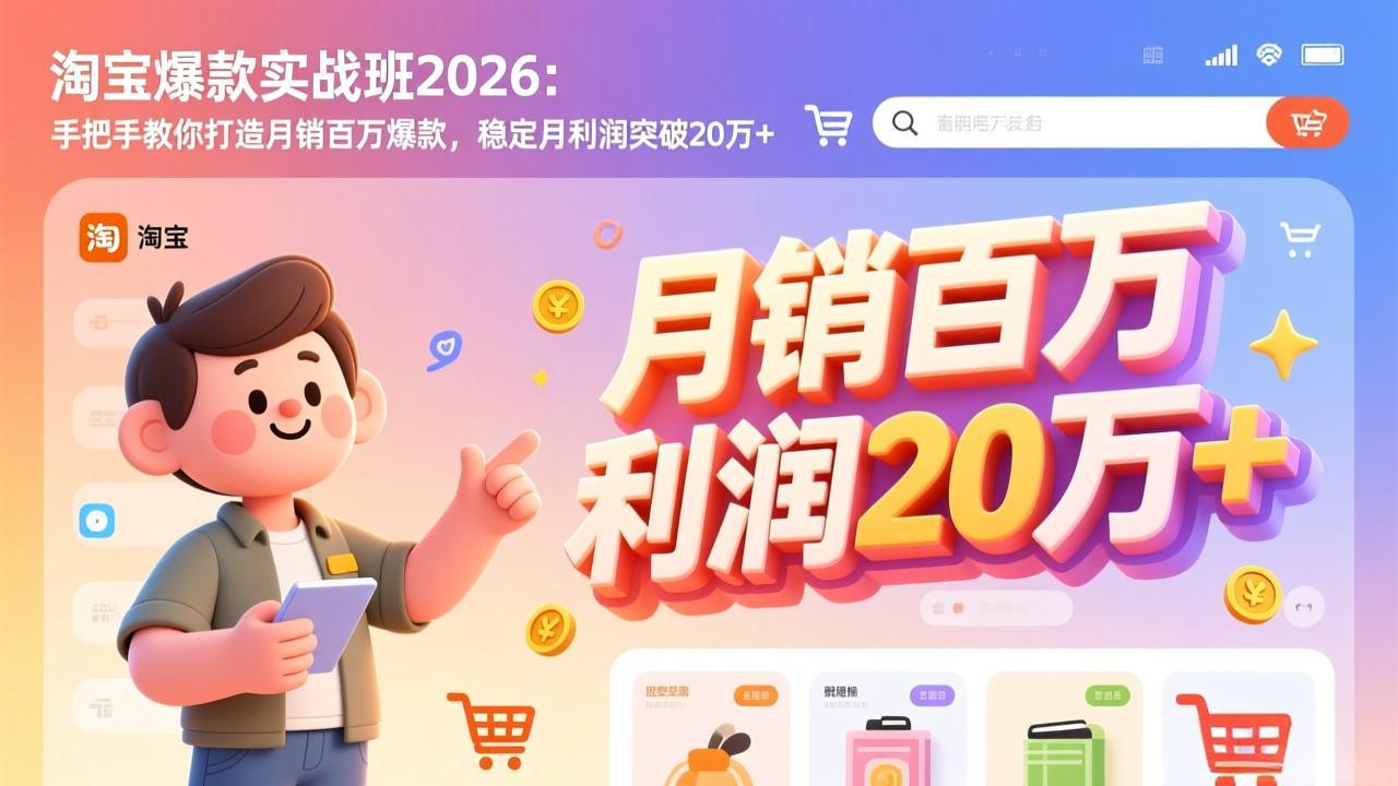 淘宝爆款实战班-2026年3月更新：手把手教你打造月销百万爆款，稳定月利润突破20万+-一鸣资源网