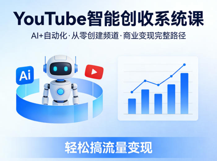YouTube智能创收系统课，AI+自动化，从零创建YouTube频道并实现商业变现的完整路径，轻松搞流量变现-一鸣资源网