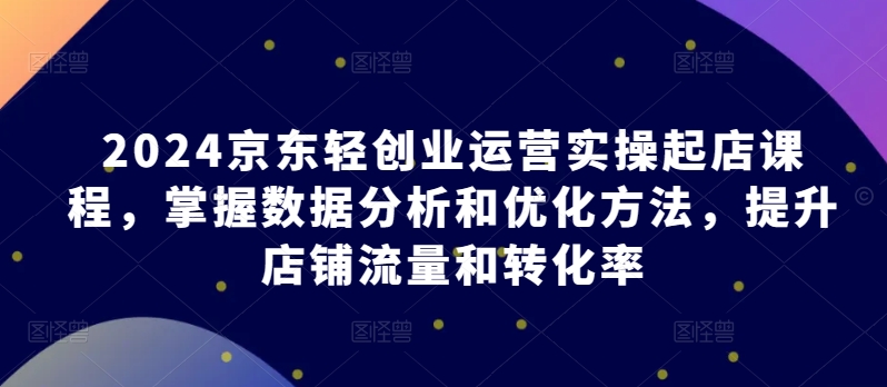 2024京东轻创业运营实操起店课程，掌握数据分析和优化方法，提升店铺流量和转化率-一鸣资源网