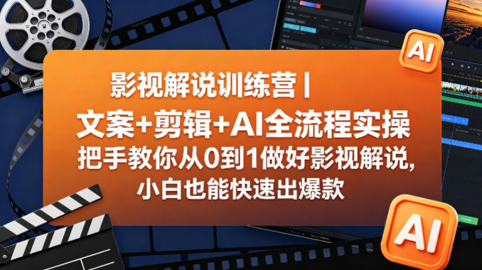 影视解说训练营｜文案+剪辑+AI全流程实操，把手教你从0到1做好影视解说，小白也能快速出爆款-一鸣资源网