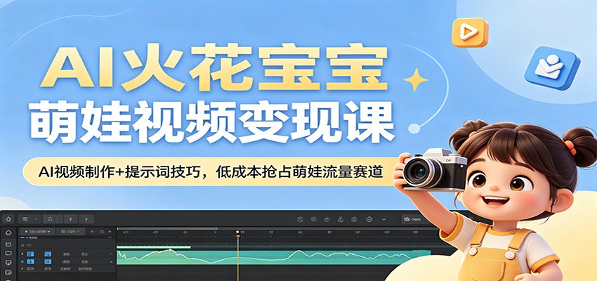 AI火花宝宝萌娃视频变现课：AI视频制作+提示词技巧，低成本抢占萌娃流量赛道-一鸣资源网