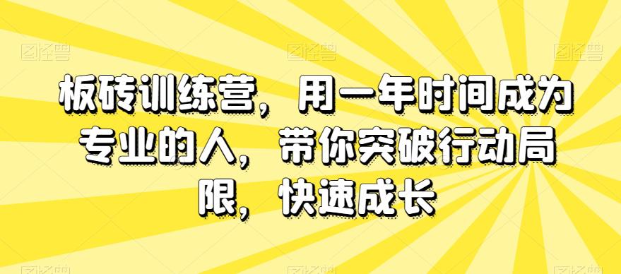 板砖训练营，用一年时间成为专业的人，带你突破行动局限，快速成长-一鸣资源网
