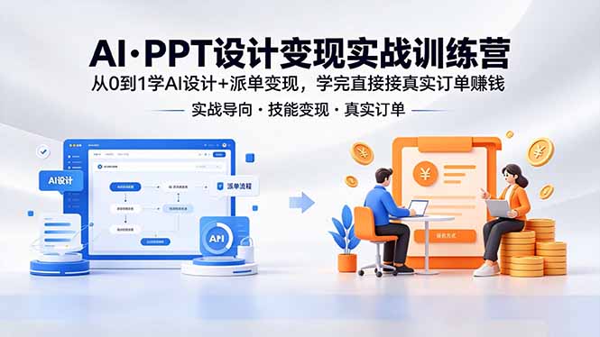 AI·PPT设计变现实战训练营，从0到1学AI设计+派单变现，学完直接接真实订单赚钱-一鸣资源网