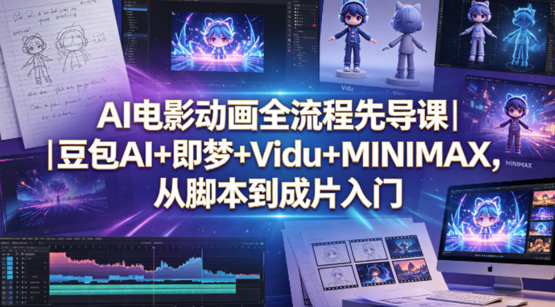AI电影动画全流程先导课｜豆包AI+即梦+Vidu+MINIMAX，从脚本到成片入门-一鸣资源网
