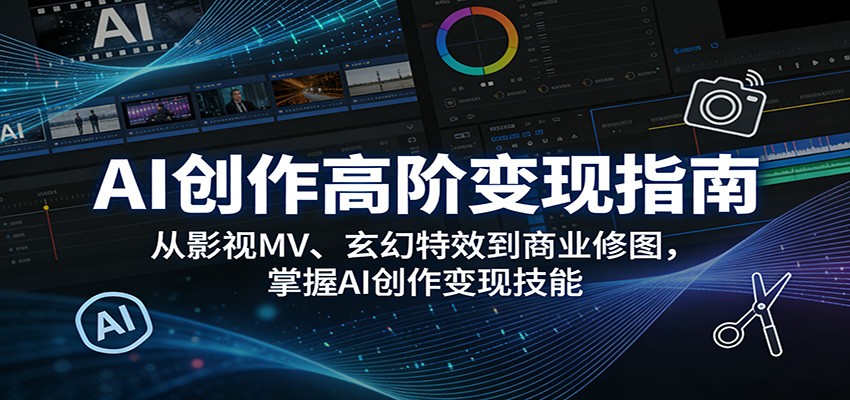 AI创作高阶变现指南：从影视MV、玄幻特效到商业修图，掌握AI创作变现技能-一鸣资源网