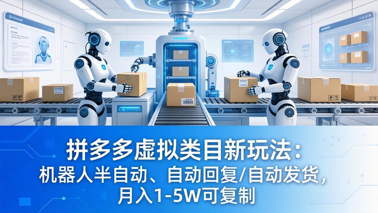 拼多多虚拟类目新玩法：机器人半自动、自动回复 /自动发货，月入 1-5W 可复制-一鸣资源网