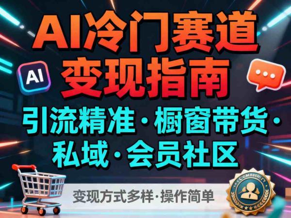 AI冷门赛道,引流精准,橱窗带货+私域+会员社区,变现方式多样,操作简单-一鸣资源网