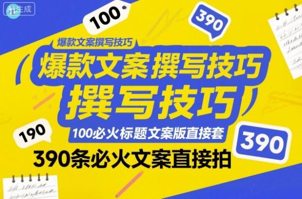 图片[1]-爆款文案撰写技巧，100个必火标题文案模版直接套，390条必火文案直接拍-一鸣资源网