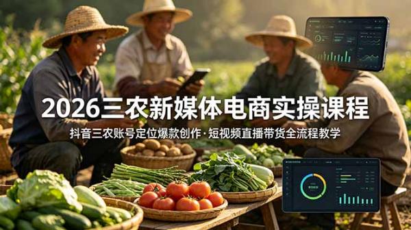 图片[1]-2026三农新媒体电商实操课程：抖音三农账号定位爆款创作，短视频直播带货全流程教学-一鸣资源网