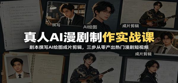 真人AI漫剧制作实战课：剧本撰写AI绘图成片剪辑，三步从零产出热门漫剧短视频-一鸣资源网