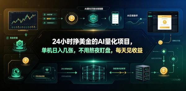 24小时挣美金的AI量化项目，单机日入几十美刀，不用熬夜盯盘，每天见收益【揭秘】-一鸣资源网