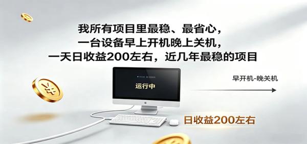 近年最稳挂机副业，一台设备轻松增收，早开晚关，电脑挂机每日稳定收益200+-一鸣资源网