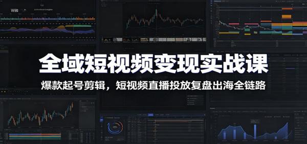 全域短视频变现实战课：爆款起号剪辑，短视频直播投放复盘出海全链路-一鸣资源网